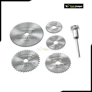 6-Piece Mini Wood Cutting Discs Set with Drill Mandrel for 775 Motor Rotary Tools