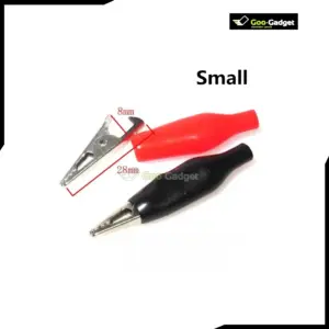 1-pair 28mm Mini Alligator Test Clips - Black & Red Soft Plastic Coated Testing Probes