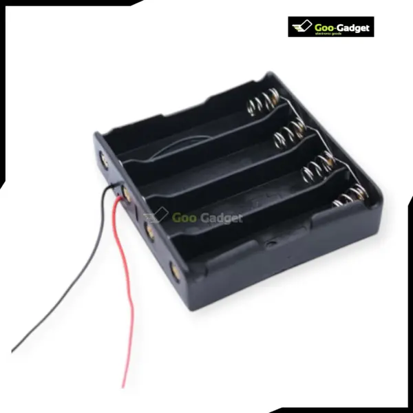 4S 4Slot 18650 Battery Holder Case Four Slot 14.8V Lithium Ion Battery Box with Six Inch Wire Leads for DIY Projects