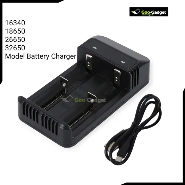 Universal Dual Slot USB Lithium Ion Battery Charger Micro USB Powered 32650 26650 18650 16340