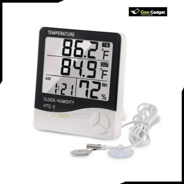 HTC-2 Digital Temperature Humidity Meter Indoor and Outdoor Sensor Clock Weather Station