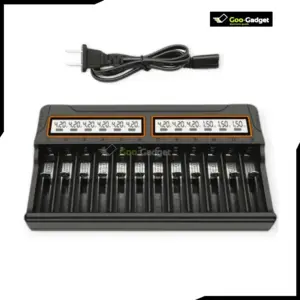 12-Slot Smart Universal Battery Charger with LCD Display – For 18650, AA, AAA NiMH & Li-ion Batteries