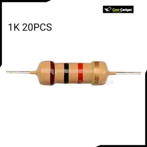 20pcs1K Ohm Carbon Film Resistors 1/4W 5% Tolerance Fixed Passive Components