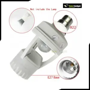 PIR Infrared Motion Sensor LED Lamp Holder | B22 to E27 Base Adapter | Automatic On/Off Light Control | AC 220V, 60W Max